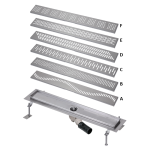 Fürdőszobai padlóösszefolyó nyílt térben szerelve, 750 mm