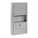 Falra szerelhető rozsdamentes acél papírtörlő adagoló hulladéktartóval, falra szerelhető, szálcsiszolt