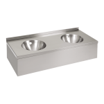 Falra szerelhető rozsdamentes acél dupla mosdókagyló előlapos kivitelben