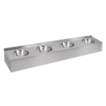 Rozsdamentes acél falra szerelhető mosdó előlapos kivitelben (4 mosóhely)