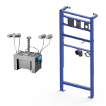 4 db automata rozsdamentes acél falra szerelhető szappanadagoló készlet, 6 l központi szappantartály, SLR 24 szerelőkeret mellékelve, 230 V AC