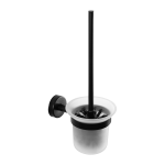 Rozsdamentes acél WC-kefe üveggel, fekete matt kivitelben