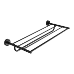 Rozsdamentes acél törölközőtartó sínnel, fekete matt felület