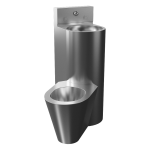 Vandalizmusálló sarok kombinált egység, bal oldalon padlón álló WC