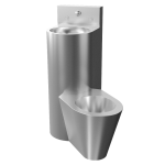 Vandalizmusálló sarok kombinált egység, jobb oldalon padlón álló WC