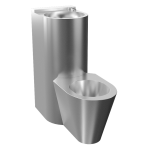 Vandálbiztos kombinált egység integrált piezo elektronikával, álló WC, szerviznyílás, kefélt felület, 24 V DC