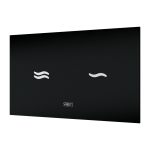 Elektronikus érintős WC-öblítő egység, üveg szín REF 9005 fekete, fehér háttérvilágítás, 24 V DC