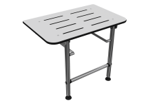 Rozsdamentes acél/HPL zuhanyülőke, falra szerelhető, lehajtható