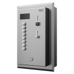 Süllyesztett érme- és zsetonos zuhanyidőzítő négy-tól nyolc zuhanyhoz, 24 V DC, a zuhany kiválasztása a felhasználó által, közvetlen vezérlés