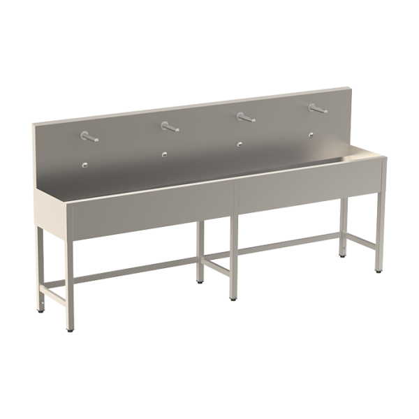 Rozsdamentes acél vályú 4 integrált elektronikával, 2500 mm hosszúságban, 24 V DC