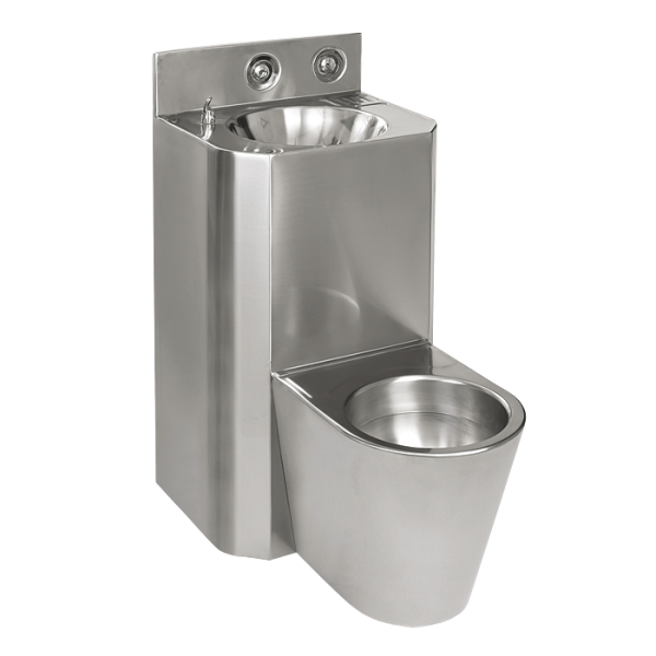 Vandal-proof combination unit, hanging toilet