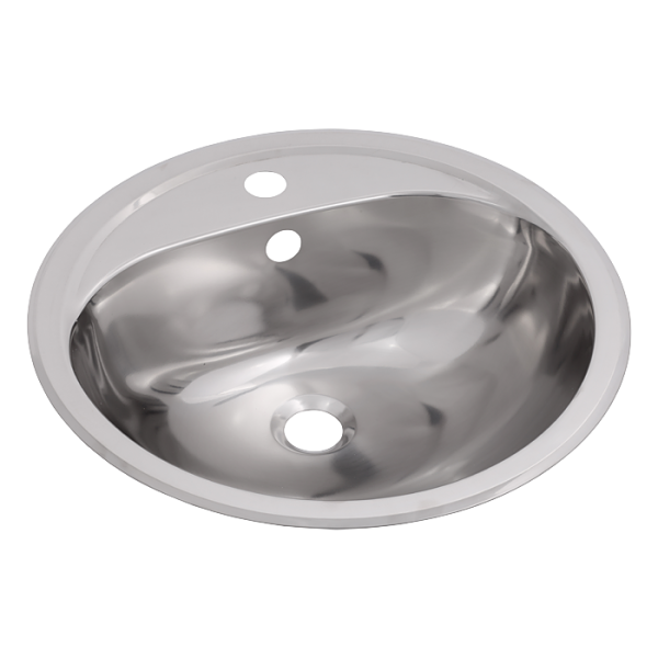 Stainless steel recessed washbasin with tap hole