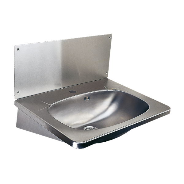 Rozsdamentes acél fali mosdó csaplyukkal