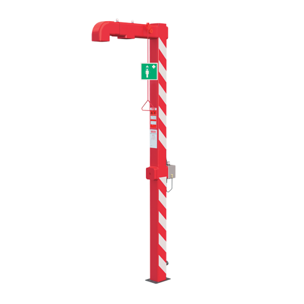 Szabadon álló kültéri testzuhany indító karral és fűtéssel, max. -20°C-ig