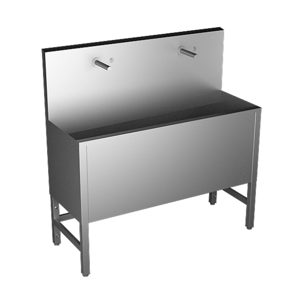 Vandalizmusálló rozsdamentes acél vályú 2 integrált piezo elektronikával, 1250 mm hosszú, 24 V DC