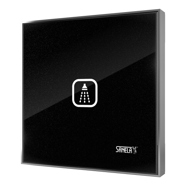 Electronic touch shower control for cold or premixed, glass colour REF 0337 metallic black, backlighting white, 24 V DC