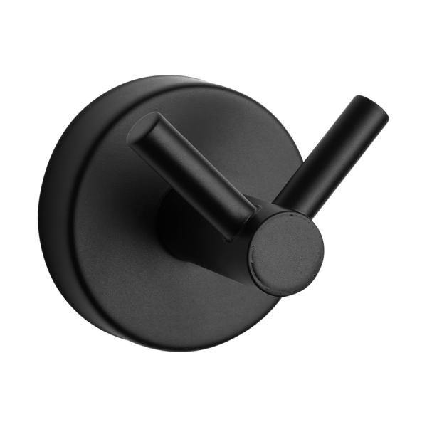 Rozsdamentes acél akasztó két kampóval, fekete matt felület