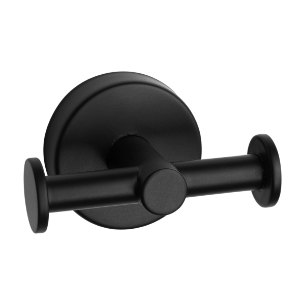 Rozsdamentes acél akasztó két kampóval, fekete matt felület