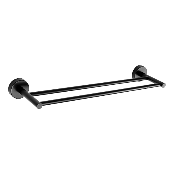 Rozsdamentes acél dupla törölközőtartó, fekete matt felület