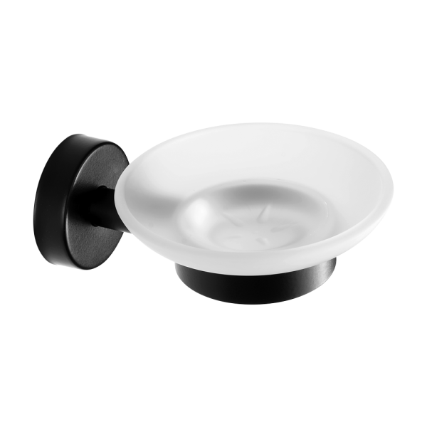 Rozsdamentes acél / üveg szappantartó, fekete matt felület