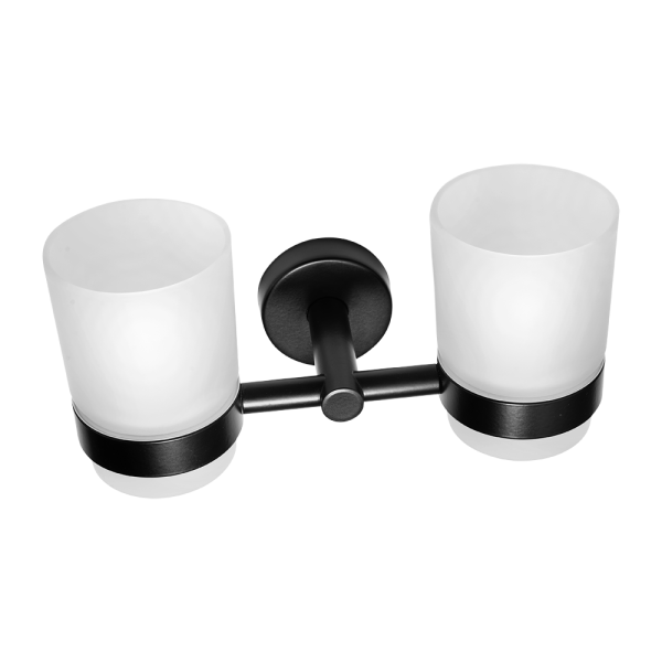 Rozsdamentes acél dupla pohártartó, fekete matt felület