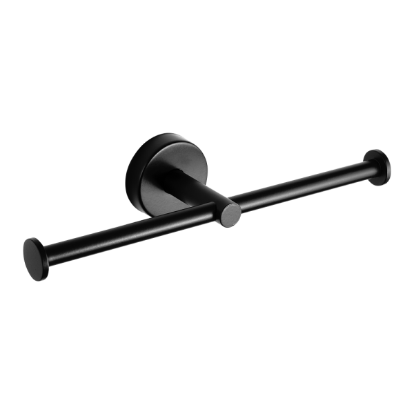 Rozsdamentes acél dupla WC-papír tartó, fekete matt felület