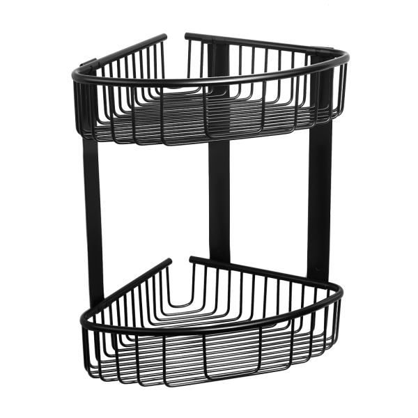 Rozsdamentes acél dupla sarokpolc, fekete matt felület