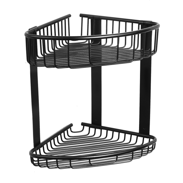 Rozsdamentes acél dupla sarokpolc, fekete matt felület