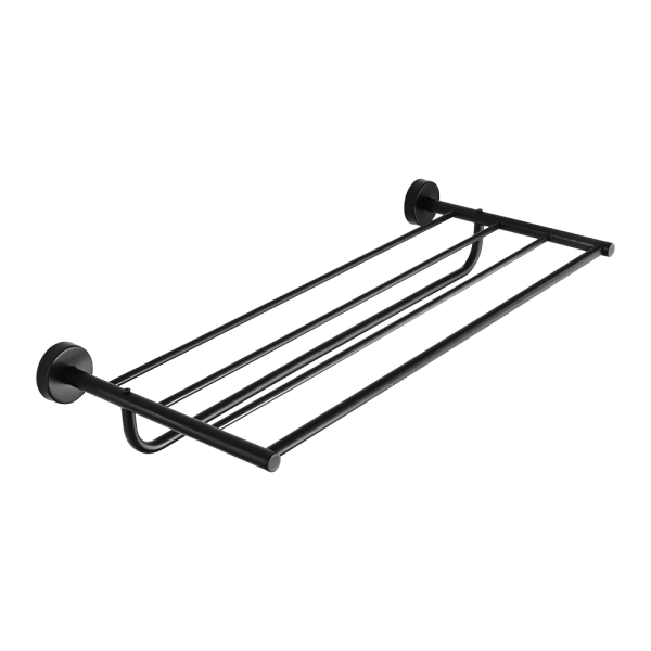 Rozsdamentes acél törölközőtartó sínnel, fekete matt felület