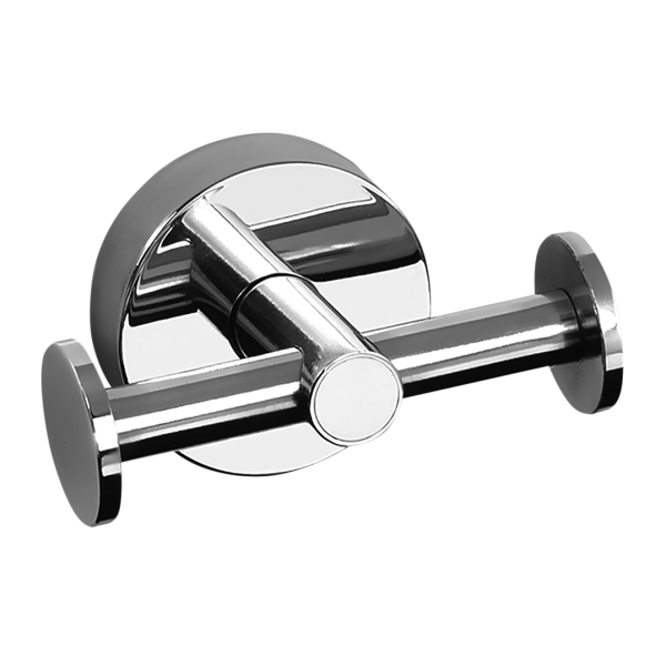 Rozsdamentes acél akasztó két kampóval, polírozott felület