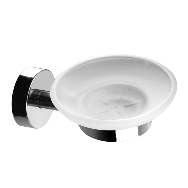 Rozsdamentes acél / üveg szappantartó, polírozott felület 