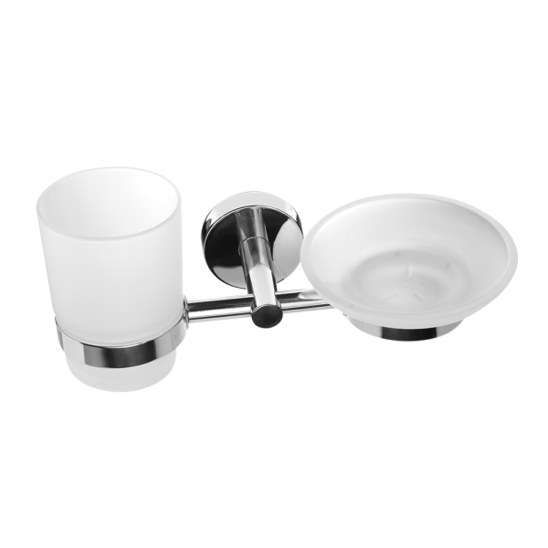 Rozsdamentes acél pohár- és szappantartó, polírozott felület