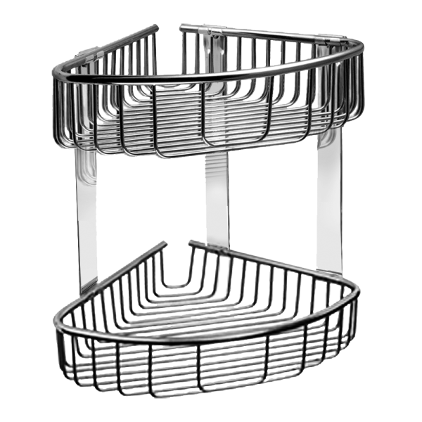 Rozsdamentes acél dupla sarokpolc, polírozott felület