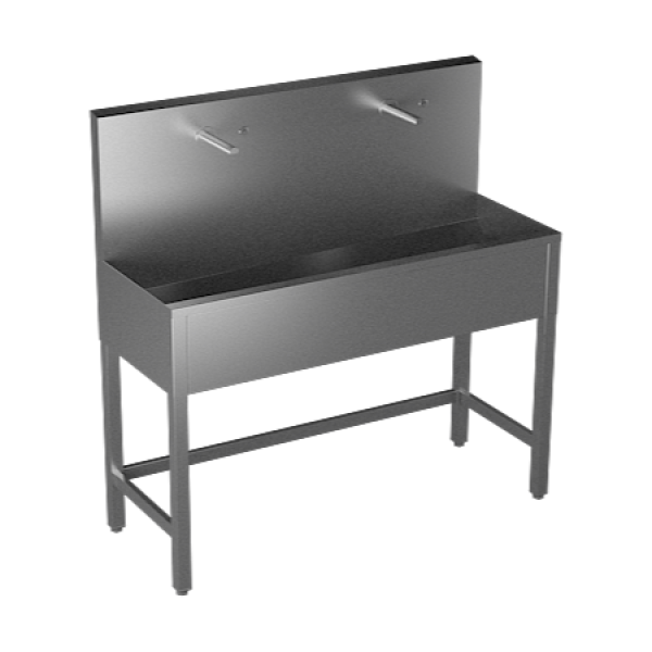 Rozsdamentes acél vályú 2 integrált piezo elektronikával, termosztatikus szeleppel, 1250 mm hosszúságban, kefélt felülettel, 24 V DC