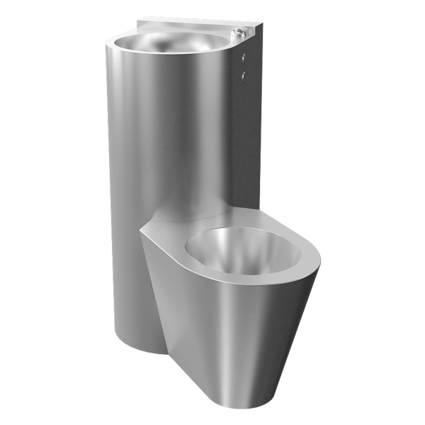 Vandalizmusálló piezo sarok kombinált egység, jobb oldali álló WC-vel