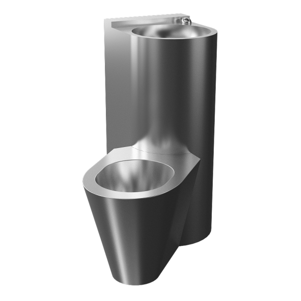 Vandalizmusálló piezo sarok kombinált egység, bal oldali álló WC-vel