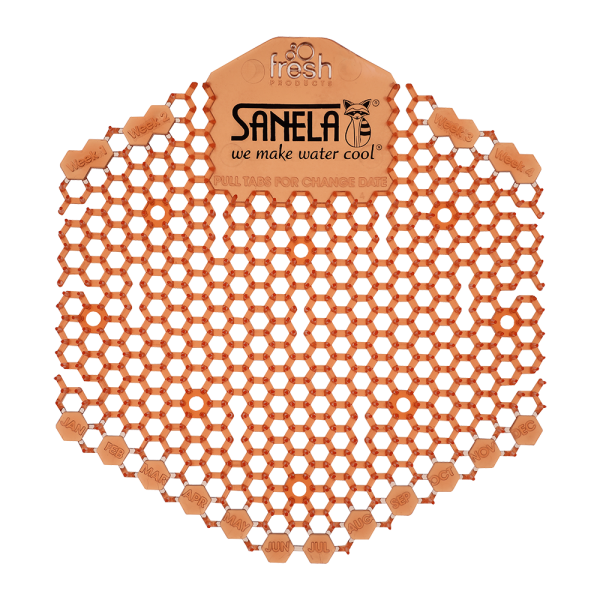 Műanyag piszoár szűrő narancssárga színben - mangó illattal