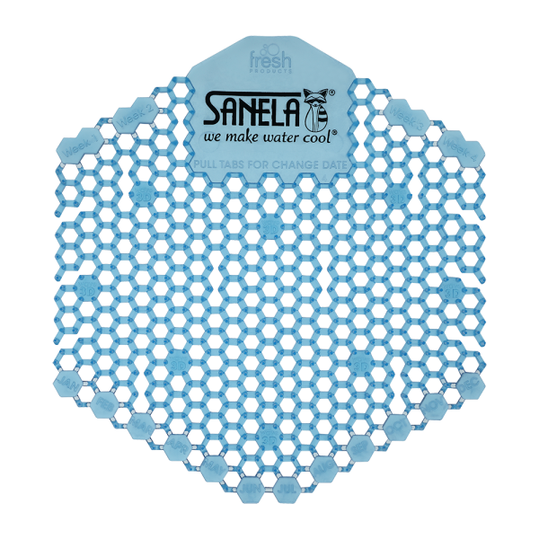 Műanyag piszoár szűrő kék színben - pamutvirág illattal