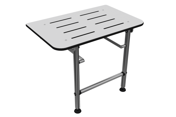 Rozsdamentes acél/HPL zuhanyülőke, falra szerelhető, lehajtható