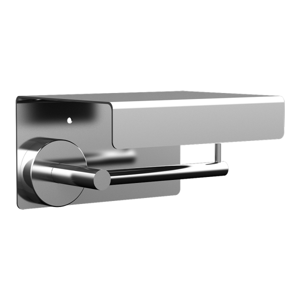 Rozsdamentes acél WC-papír tartó polccal, polírozott felület 