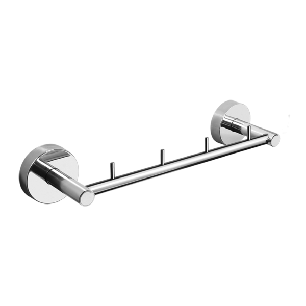 Rozsdamentes acél akasztó négy kampóval, polírozott