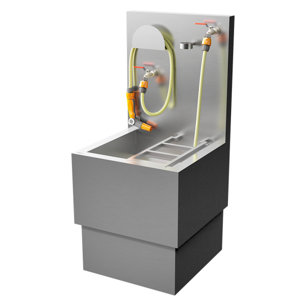 Rozsdamentes acél mosdó hordozható WC-k ürítéséhez